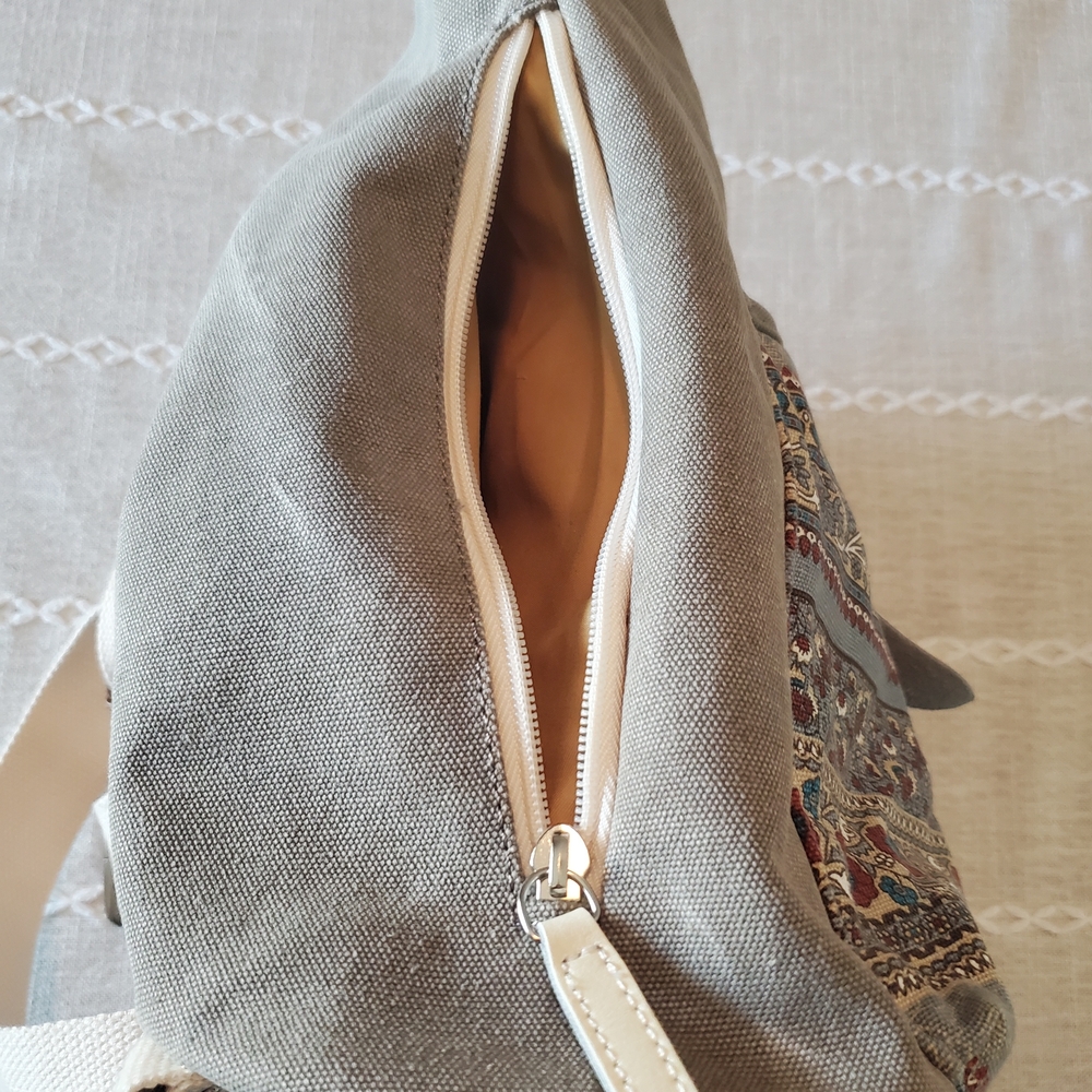 Canvas Backpack with Patterned Pocket - image 5